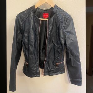 Guess faux leather jacket black size small.